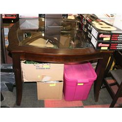 WOOD AND GLASSTOP KITCHEN TABLE