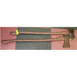 2 VINTAGE AXES 3FT LONG.