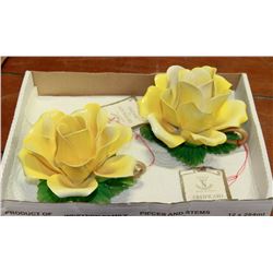 2 VINTAGE GAPODIMONITE YELLOW FLOWERS