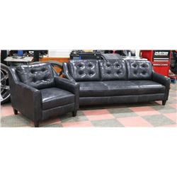 CHARCOAL LEATHERETTE 82" SOFA WITH 36" CHAIR