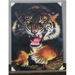 BENGAL TIGER ON THE ATTACK CANVAS