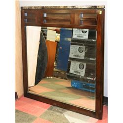 WOOD AND FAUX MARBLE DRESSER MIRROR