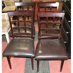 GROUP OF 4 WOOD AND LEATHERETTE SIDECHAIRS