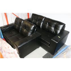BLACK LEATHERETTE 85" WITH 61" LOVE SEAT