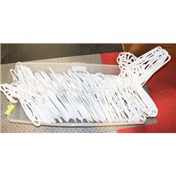 LOT OF OVER 100 WHITE HANGERS.