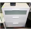 Image 1 : WHITE SHOWHOME 3 DRAWER DRESSER, 31.5"X16"X37.5"