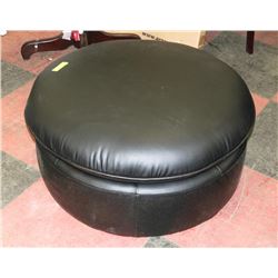 BLACK LEATHERETTE OTTOMAN