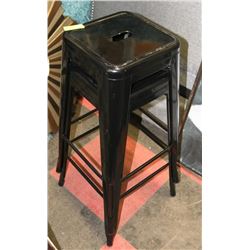 PAIR OF SHOWHOME BLACK METAL STOOLS