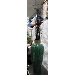 LARGE GREEN SHOWHOME VASE WITH ARTIFICIAL FOLIAGE