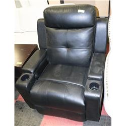 BLACK LEATHERETTE RECLINING SOFA CHAIR