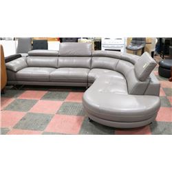 NEW GREY LEATHERETTE LIFT BACK SECTIONAL