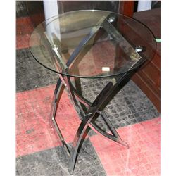 CHROME AND GLASS END TABLE