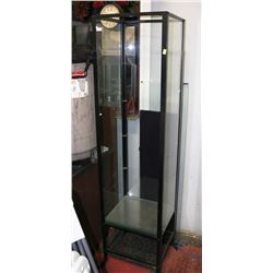 CURIO CABINET WITH GLASS AS IS NEEDS A HINGE