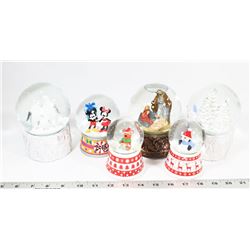 BOX OF 6 ASSORTED SNOW GLOBES