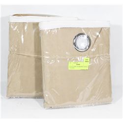 LOT OF 2 NEW TAN BROWN CANVAS CURTAINS