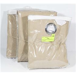 LOT OF 3 NEW TAN BROWN CANVAS CURTAINS