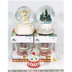 BOX OF 4 ASSORTED SNOW GLOBES