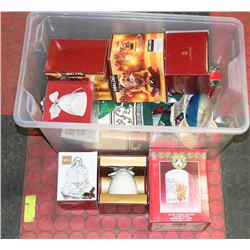 TUB WITH SEVERAL BOXED & LOOSE ORNAMENTS.