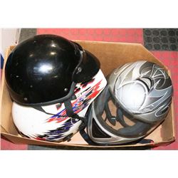 3 MOTORCYCLE / DIRTBIKE HELMETS SZ XL, L & M