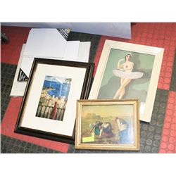 LOT OF 3 ASSORTED PRINTS AND 4 NEW CANVAS