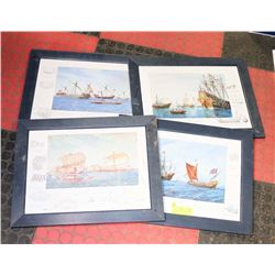LOT OF 4 PRINTS, SAILSHIPS FROM 1600'S