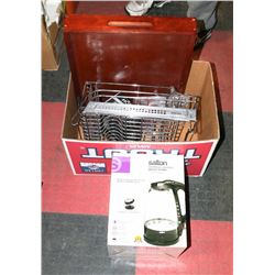BOX  OF HOUSE ITEMS INCLUDING, CORDLESS ELECTRIC