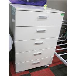 WHITE 5 DRAWER CHEST OF DRAWERS