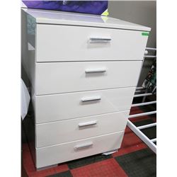 WHITE 5 DRAWER CHEST OF DRAWERS
