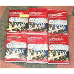 6 PACKS OF 25 LIGHT HOOKS