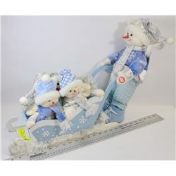 BLUE SLEIGH WITH SNOWMEN