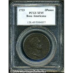 1723[2PENCE] Rosa Americana Twopence XF45 PCGS.