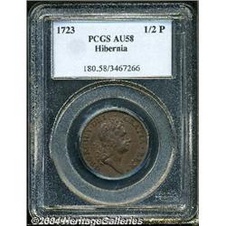 1723[1/2P] Hibernia Halfpenny AU58 PCGS.