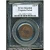 Image 1 : 1773[1/2P] Virginia Halfpenny, Period MS63 Red and Brown PCGS.