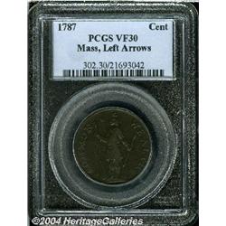 1787[1C] Massachusetts Cent, Arrows in Left Talon VF30 PCGS.