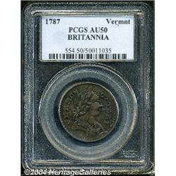 1787[COPPER] Vermont Copper, BRITANNIA AU50 PCGS.