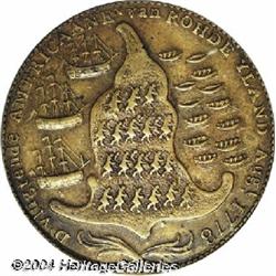 1778-1779[TOKEN] Rhode Island Ship Token, No Wreath, Brass AU55 PCGS.