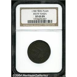 1789[TOKEN] Mott Token, Thin Planchet, Plain Edge XF45 NGC.