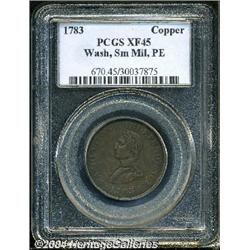 1783[1C] Washington & Independence Cent, Small Military Bust, Plain Edge XF45 PCGS.
