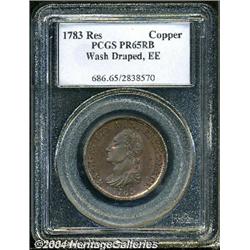 1783[1C] Washington & Independence Cent, Draped Bust, Copper Restrike, Engrailed Edge PR65 Red and B