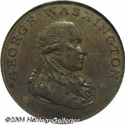 1795[1/2P] Washington Liberty & Security Halfpenny, ASYLUM Edge MS63 Brown NGC.