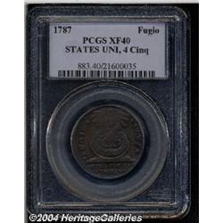 1787[1C] Fugio Cent, STATES UNITED, Cinquefoils XF40 PCGS.