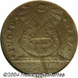1787[1C] Fugio Cent, STATES UNITED, Cinquefoils MS62 Brown ANACS.