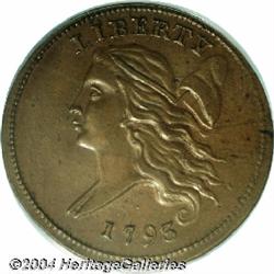 1793[1/2 C] Straight Cap, Thin Leaves MS64 Brown PCGS.