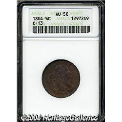 1804[1/2 C] Plain 4, No Stems AU50 ANACS.