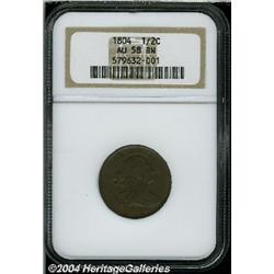1804[1/2 C] Plain 4, No Stems AU58 NGC.