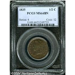 1835[1/2 C] MS64 Brown PCGS.