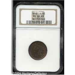 1853[1/2 C] MS64 Red and Brown NGC.
