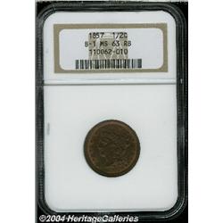 1857[1/2 C] MS63 Red and Brown NGC.