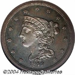 1849[1/2 C] Restrike, Small Date PR65 Brown NGC.