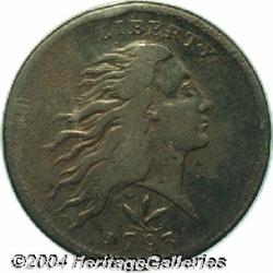 1793[1C] Wreath Cent--Vine and Bars--Fine 15 PCGS.